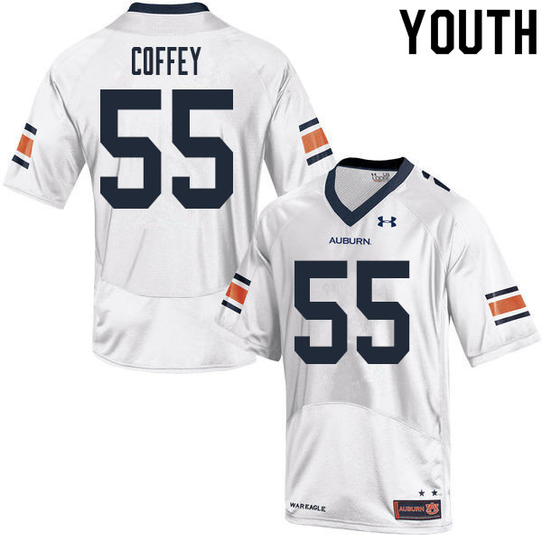 Youth Auburn Tigers #55 Brenden Coffey White 2020 College Stitched Football Jersey